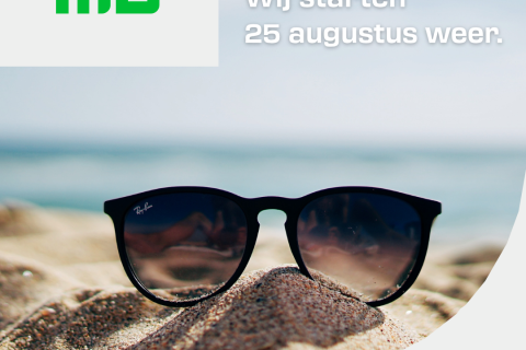 Wij zijn met vakantie van 21 juli t/m 22 augustus